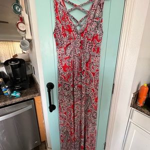 Red Paisley maxi dress-Never worn